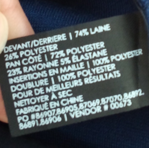 Club Monaco Double Gold Zipper Pencil Bodycon Black Blue Skirt Wool Blend 2 - Picture 7 of 8